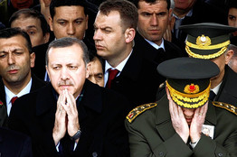 Turkey's Prime Minister Recep Tayyip Erdogan and Chief of Staff General Ilber Basburg on Feb 28, days after the arrest of two retired generals over an alleged coup.